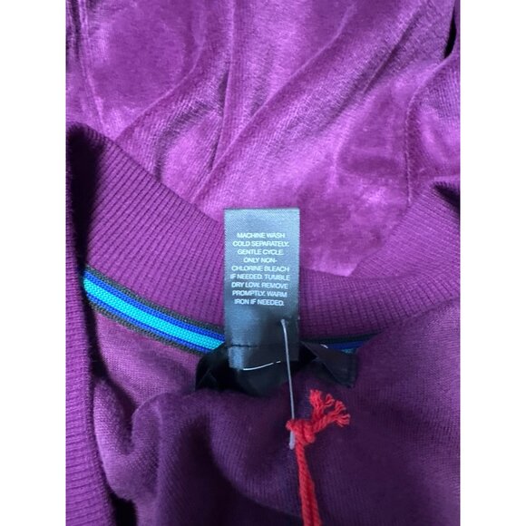 Houston White Purple Button-Down Ribbed Hem & Cuffs Logo Detail Cardigan Size M - Picture 7 of 11